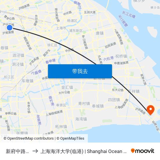 新府中路华腾路 to 上海海洋大学(临港) | Shanghai Ocean University(Lingang) map