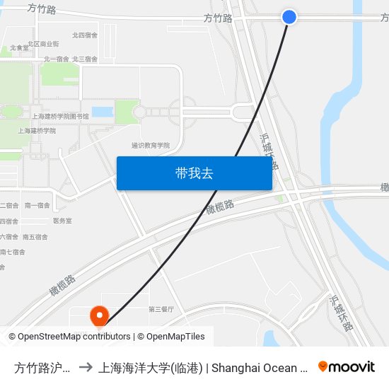 方竹路沪城环路 to 上海海洋大学(临港) | Shanghai Ocean University(Lingang) map