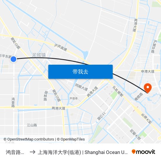 鸿音路彭平路 to 上海海洋大学(临港) | Shanghai Ocean University(Lingang) map