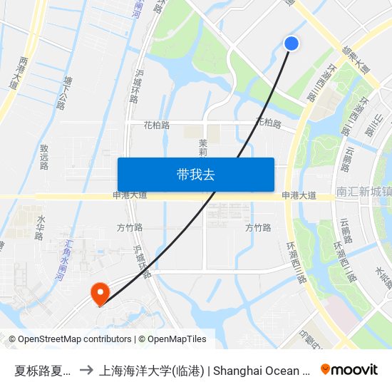 夏栎路夏涟河桥 to 上海海洋大学(临港) | Shanghai Ocean University(Lingang) map