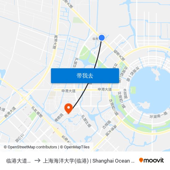 临港大道地铁站 to 上海海洋大学(临港) | Shanghai Ocean University(Lingang) map