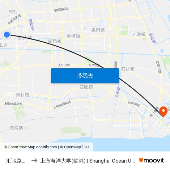 汇驰路浦航路 to 上海海洋大学(临港) | Shanghai Ocean University(Lingang) map