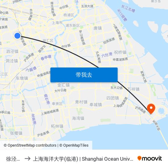 徐泾东站 to 上海海洋大学(临港) | Shanghai Ocean University(Lingang) map