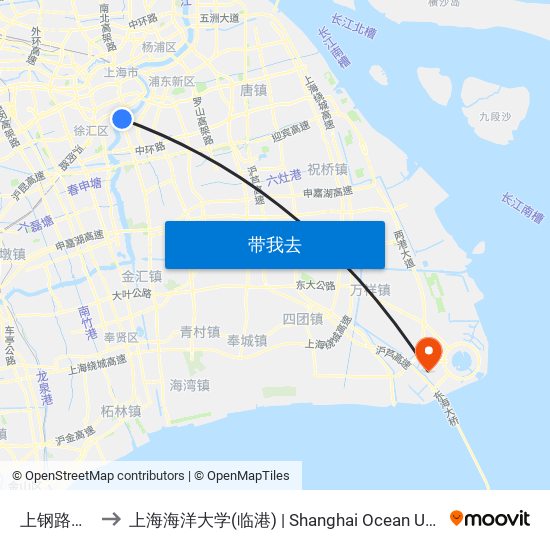 上钢路博城路 to 上海海洋大学(临港) | Shanghai Ocean University(Lingang) map