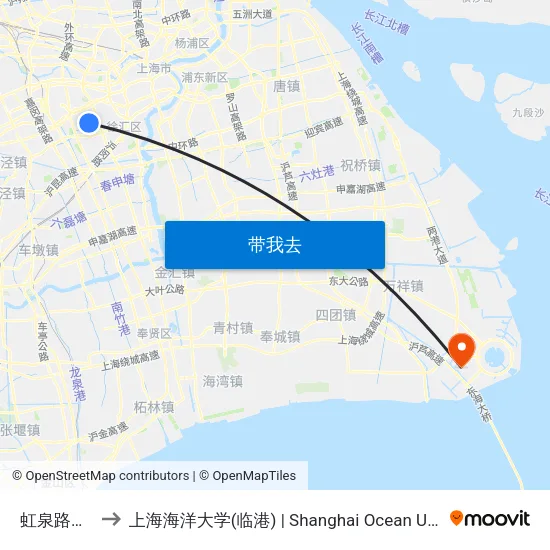 虹泉路合川路 to 上海海洋大学(临港) | Shanghai Ocean University(Lingang) map