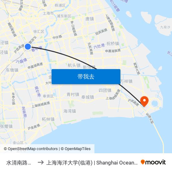 水清南路莘建东路 to 上海海洋大学(临港) | Shanghai Ocean University(Lingang) map