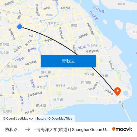 协和路泉口路 to 上海海洋大学(临港) | Shanghai Ocean University(Lingang) map