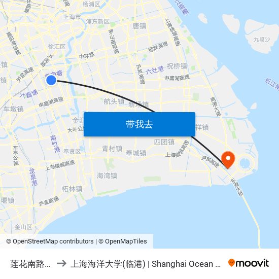 莲花南路曙建路 to 上海海洋大学(临港) | Shanghai Ocean University(Lingang) map