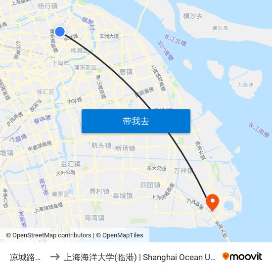 凉城路三门路 to 上海海洋大学(临港) | Shanghai Ocean University(Lingang) map