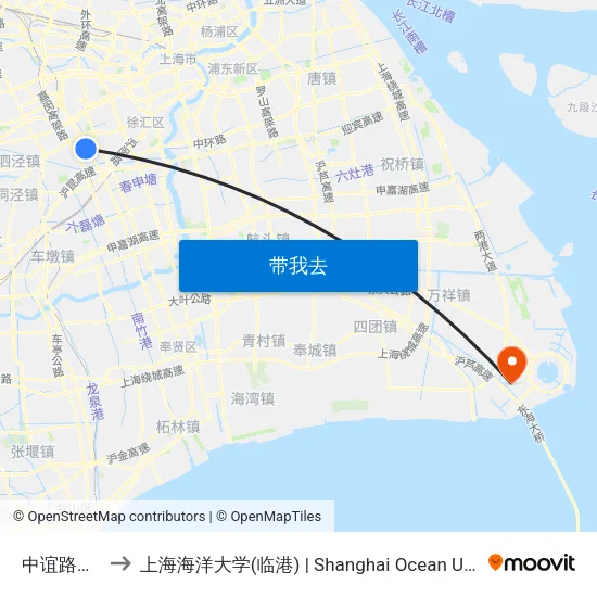 中谊路七莘路 to 上海海洋大学(临港) | Shanghai Ocean University(Lingang) map