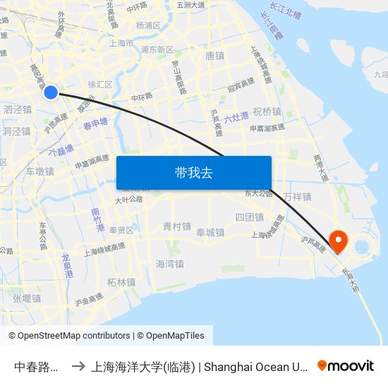 中春路新龙路 to 上海海洋大学(临港) | Shanghai Ocean University(Lingang) map