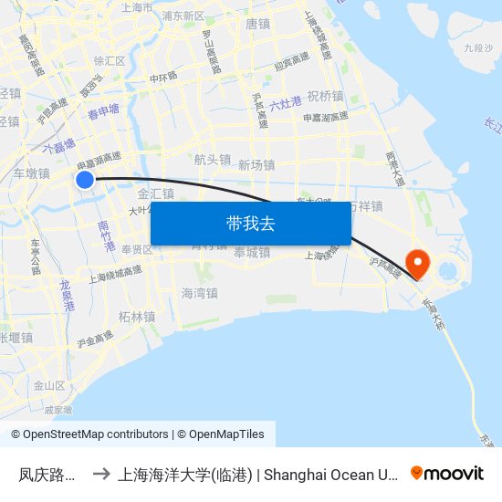 凤庆路华宁路 to 上海海洋大学(临港) | Shanghai Ocean University(Lingang) map