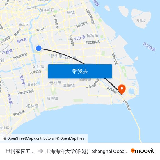 世博家园五院门诊部 to 上海海洋大学(临港) | Shanghai Ocean University(Lingang) map