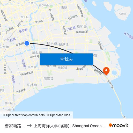 曹家塘路永德路 to 上海海洋大学(临港) | Shanghai Ocean University(Lingang) map