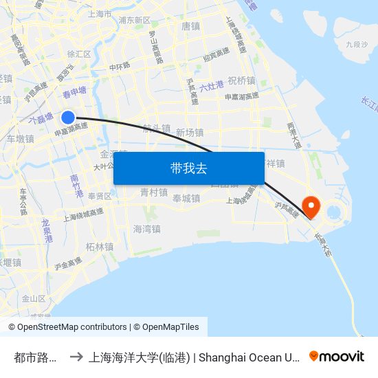 都市路向阳路 to 上海海洋大学(临港) | Shanghai Ocean University(Lingang) map