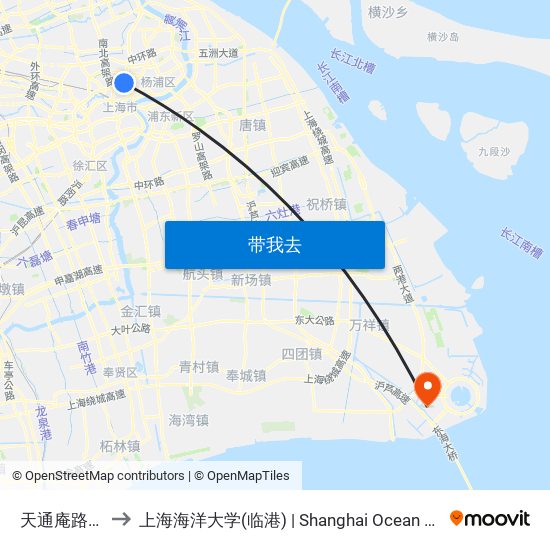 天通庵路同心路 to 上海海洋大学(临港) | Shanghai Ocean University(Lingang) map
