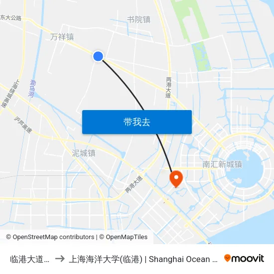 临港大道新泥路 to 上海海洋大学(临港) | Shanghai Ocean University(Lingang) map