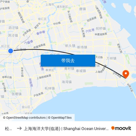 松东路 to 上海海洋大学(临港) | Shanghai Ocean University(Lingang) map