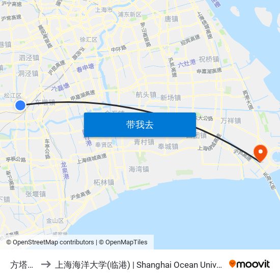 方塔北路 to 上海海洋大学(临港) | Shanghai Ocean University(Lingang) map