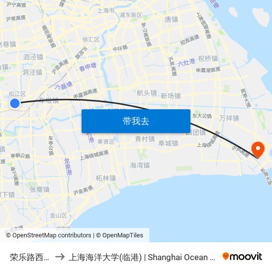 荣乐路西林北路 to 上海海洋大学(临港) | Shanghai Ocean University(Lingang) map