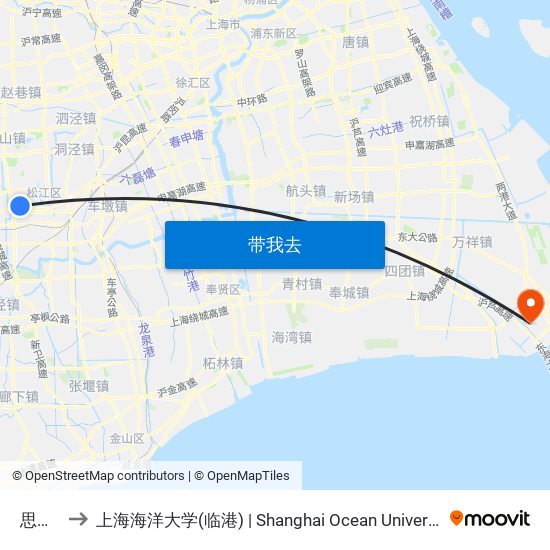 思贤路 to 上海海洋大学(临港) | Shanghai Ocean University(Lingang) map