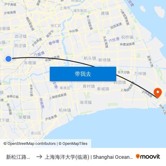 新松江路西林北路 to 上海海洋大学(临港) | Shanghai Ocean University(Lingang) map