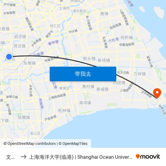 文汇路 to 上海海洋大学(临港) | Shanghai Ocean University(Lingang) map