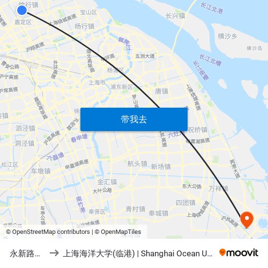 永新路勤学路 to 上海海洋大学(临港) | Shanghai Ocean University(Lingang) map