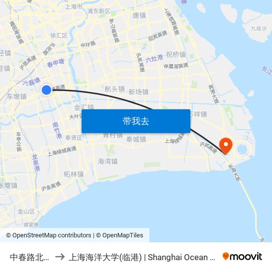 中春路北松公路 to 上海海洋大学(临港) | Shanghai Ocean University(Lingang) map