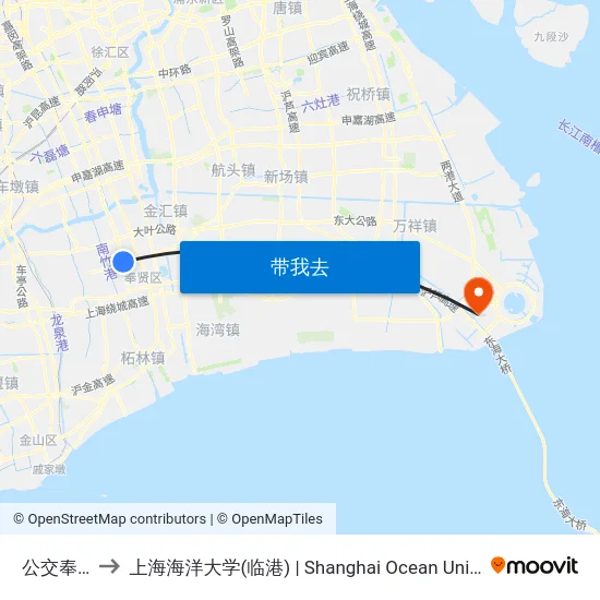 公交奉浦站 to 上海海洋大学(临港) | Shanghai Ocean University(Lingang) map