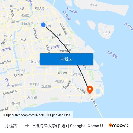 丹桂路张东路 to 上海海洋大学(临港) | Shanghai Ocean University(Lingang) map