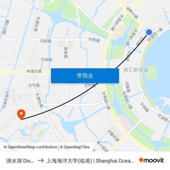 滴水湖 Dishui Lake to 上海海洋大学(临港) | Shanghai Ocean University(Lingang) map