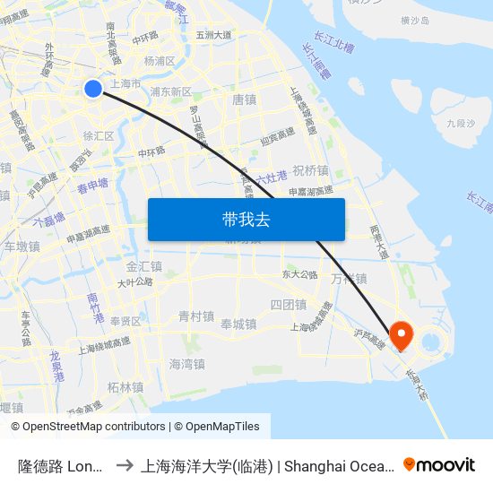 隆德路 Longde Road to 上海海洋大学(临港) | Shanghai Ocean University(Lingang) map