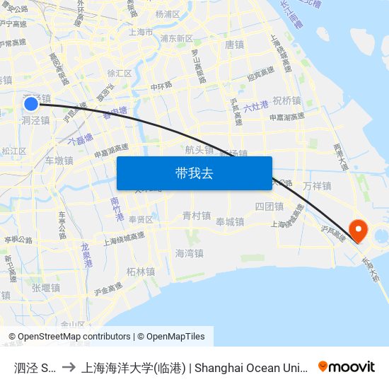 泗泾 Sijing to 上海海洋大学(临港) | Shanghai Ocean University(Lingang) map