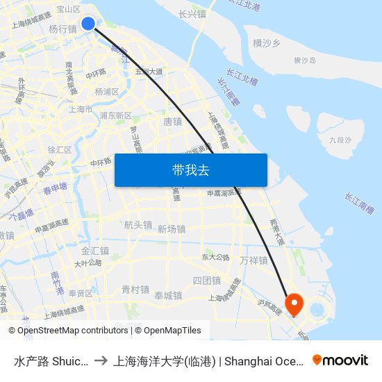 水产路 Shuichan Road to 上海海洋大学(临港) | Shanghai Ocean University(Lingang) map