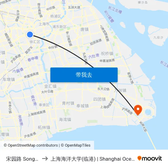 宋园路 Songyuan Road to 上海海洋大学(临港) | Shanghai Ocean University(Lingang) map