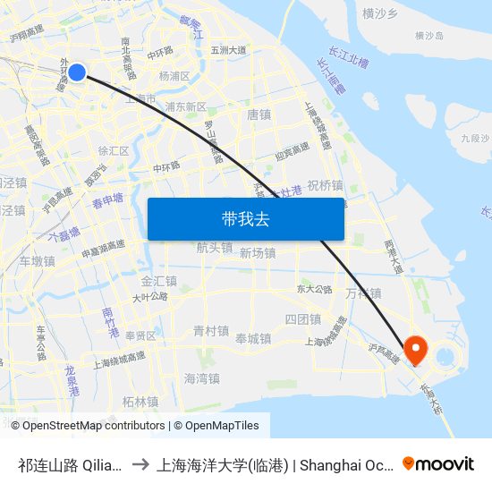 祁连山路 Qilianshan Road to 上海海洋大学(临港) | Shanghai Ocean University(Lingang) map