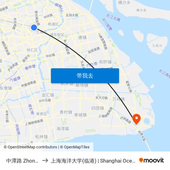 中潭路 Zhongtan Road to 上海海洋大学(临港) | Shanghai Ocean University(Lingang) map