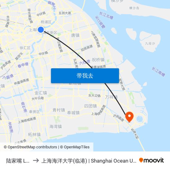 陆家嘴 Lujiazui to 上海海洋大学(临港) | Shanghai Ocean University(Lingang) map