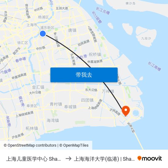 上海儿童医学中心 Shanghai Children's Medical Center to 上海海洋大学(临港) | Shanghai Ocean University(Lingang) map