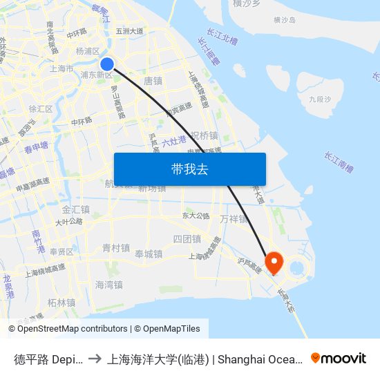德平路 Deping Road to 上海海洋大学(临港) | Shanghai Ocean University(Lingang) map