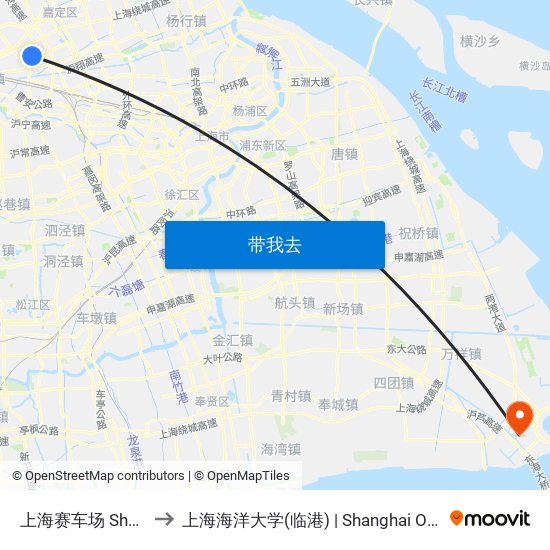 上海赛车场 Shanghai Circuit to 上海海洋大学(临港) | Shanghai Ocean University(Lingang) map