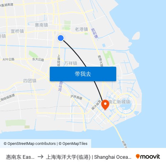 惠南东 East Huinan to 上海海洋大学(临港) | Shanghai Ocean University(Lingang) map