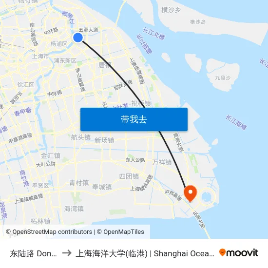 东陆路 Donglu Road to 上海海洋大学(临港) | Shanghai Ocean University(Lingang) map
