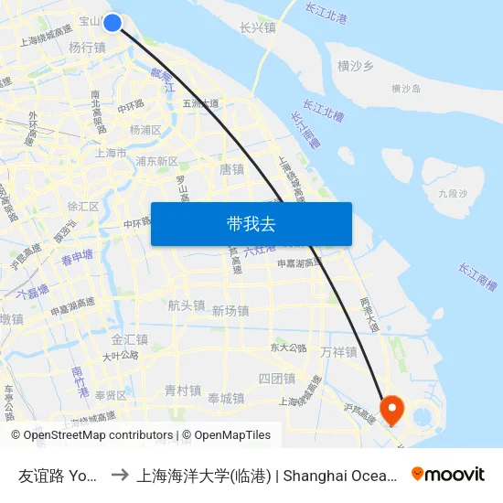 友谊路 Youyi Road to 上海海洋大学(临港) | Shanghai Ocean University(Lingang) map