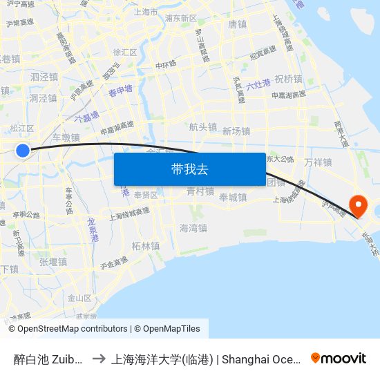 醉白池 Zuibaichi Park to 上海海洋大学(临港) | Shanghai Ocean University(Lingang) map