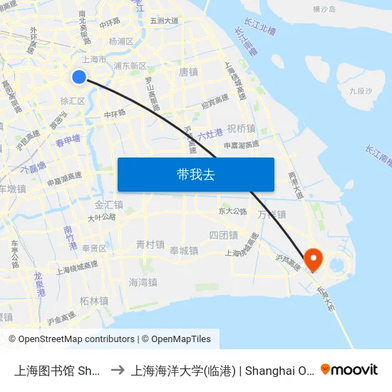 上海图书馆 Shanghai Library to 上海海洋大学(临港) | Shanghai Ocean University(Lingang) map