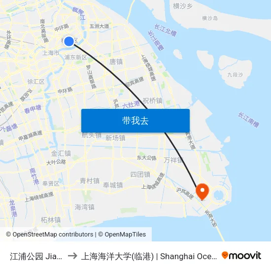江浦公园 Jiangpu Park to 上海海洋大学(临港) | Shanghai Ocean University(Lingang) map
