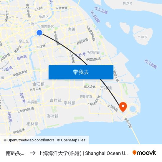 南码头路渡口 to 上海海洋大学(临港) | Shanghai Ocean University(Lingang) map