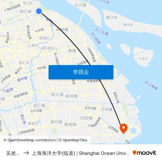吴淞渡口 to 上海海洋大学(临港) | Shanghai Ocean University(Lingang) map